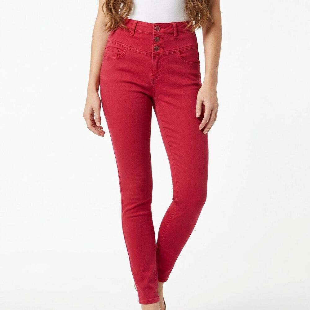 Sneak Peek Red Denim High Waist Skinny Jeans Women Size 5